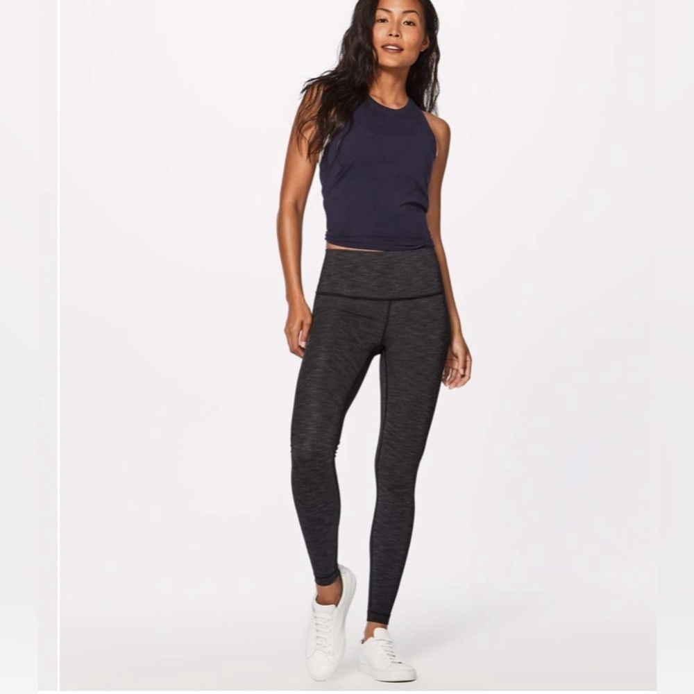 Lululemon Wunder Under Hi-Rise Tight Brushed 28" Leggings Heathered Black Gray 6